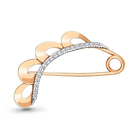 Булавка Аквамарин - Золото 585, Фианит (арт. 70494.1)