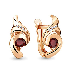 Серьги Аквамарин - Серебро 925, Гранат, Фианит (арт. 4740203А.6)