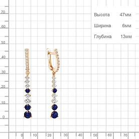 Серьги Аквамарин - Серебро 925, Синтетический сапфир , Фианит (арт. 49191АБ.6)