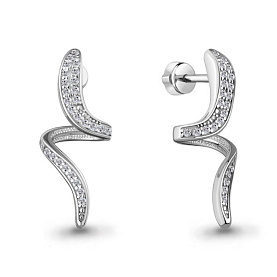 Серьги Аквамарин - Серебро 925, Фианит (арт. 400841А.5)