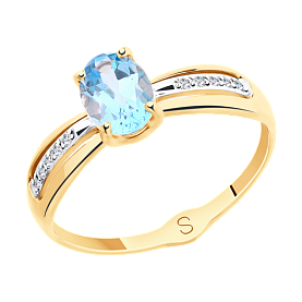 Кольцо SOKOLOV - Золото 375, Топаз, Фианит (арт. 37715485)