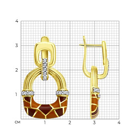 Серьги Diamant - Серебро 925, Фианит, Эмаль (арт. 93-121-00065-1)