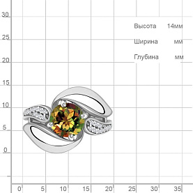 Кольцо Аквамарин - Серебро 925, Фианит (арт. 6587119А.5)