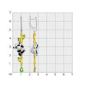 Серьги SOKOLOV - Серебро 925, Хризолит, Эмаль (арт. 92022534)