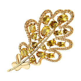 Брошь SOKOLOV - Серебро 925, Фианит, Цитрин (арт. 92040097)