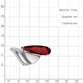 Кольцо Аквамарин - Серебро 925, Синтетический гранат, Фианит (арт. 6976285А.5)
