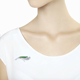 Брошь SOKOLOV - Серебро 925, Фианит, Эмаль (арт. 94040200)