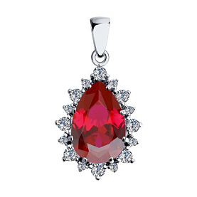 Подвеска SOKOLOV - Серебро 925, Синтетический рубин, Фианит (арт. 84030005)