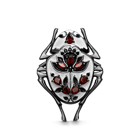 Брошь Дар - Серебро 925, Гранат, Шпинель, Эмаль (арт. Бш-2304чрсэбл40416)