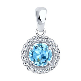 Подвеска SOKOLOV - Серебро 925, Топаз, Фианит (арт. 92030756)