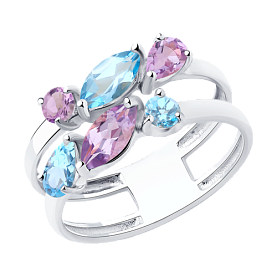Кольцо Diamant - Серебро 925, Аметист, Топаз (арт. 94-310-00430-1)