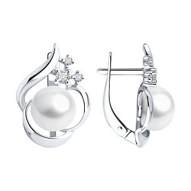 Серьги SOKOLOV - Серебро 925, Жемчуг культивированный, Фианит (арт. 92022958)