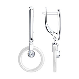 Серьги Diamant - Серебро 925, Керамика, Фианит (арт. 94-121-01276-2)