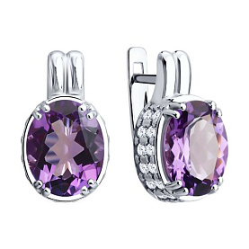 Серьги SOKOLOV - Серебро 925, Аметист, Фианит (арт. 92023263)