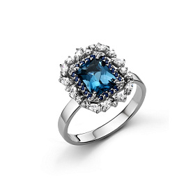 Кольцо Дар - Серебро 925, Синтетический кварц , Топаз лондон, Фианит (арт. Кэ-0050рс411108200)