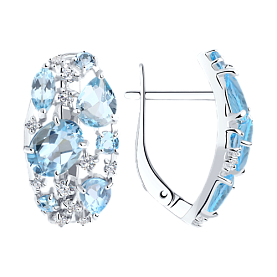 Серьги SOKOLOV - Серебро 925, Топаз, Фианит (арт. 92020171)