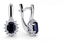 Серьги Platinum Lab. - Платина 950, Сапфир, Бриллиант (арт. ПС-038С-02)
