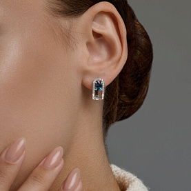Серьги SOKOLOV - Серебро 925, Топаз лондон, Фианит (арт. 92025335)
