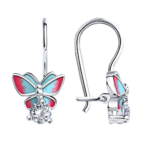 Серьги SOKOLOV - Серебро 925, Фианит, Эмаль (арт. 94021194)