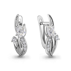 Серьги Аквамарин - Серебро 925, Фианит (арт. 400176А.5)