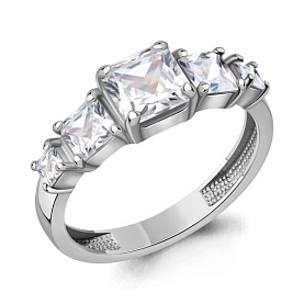 Кольцо Аквамарин - Серебро 925, Фианит (арт. 600652.5)