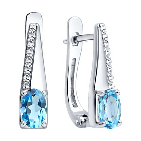 Серьги SOKOLOV - Серебро 925, Топаз, Фианит (арт. 92025356)