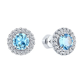 Серьги SOKOLOV - Серебро 925, Топаз, Фианит (арт. 92022807)