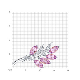 Брошь SOKOLOV - Серебро 925, Аметист, Фианит (арт. 92040011)