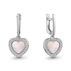 Серьги Аквамарин - Серебро 925, Перламутр, Фианит (арт. 400764А.5)