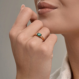 Кольцо SOKOLOV - Золото 585, Сапфир, Синтетический изумруд (арт. 717332)