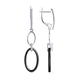 Серьги Diamant - Серебро 925, Керамика, Фианит (арт. 94-121-01271-1)