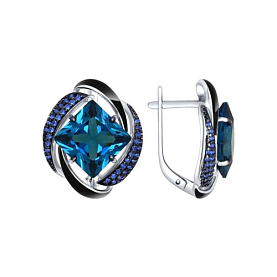 Серьги SOKOLOV - Серебро 925, Синтетический ситалл , Фианит, Эмаль (арт. 92021453)