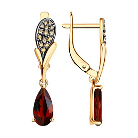 Серьги Diamant - Золото 585, Гранат, Фианит (арт. 51-321-01556-1)