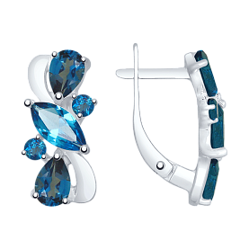 Серьги SOKOLOV - Серебро 925, Топаз лондон (арт. 92021802)