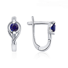 Серьги Platinum Lab. - Платина 950, Сапфир (арт. ПС-209С-01)