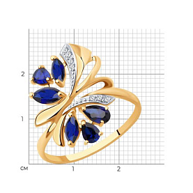 Кольцо SOKOLOV - Золото 375, Синтетический сапфир , Фианит (арт. 37714739)