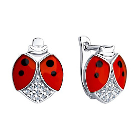 Серьги SOKOLOV - Серебро 925, Фианит, Эмаль (арт. 94023594)