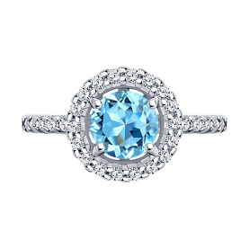 Кольцо SOKOLOV - Серебро 925, Топаз, Фианит (арт. 92014323)