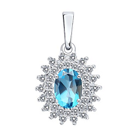 Подвеска SOKOLOV - Серебро 925, Топаз, Фианит (арт. 92030819)