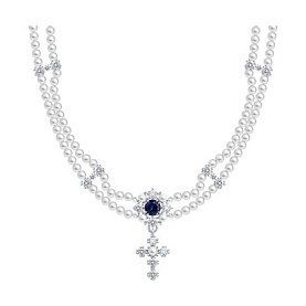 Колье SOKOLOV - Серебро 925, Жемчуг синтетический, Корунд, Фианит (арт. 94071406)