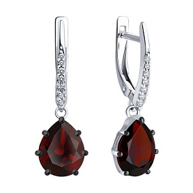 Серьги Diamant - Серебро 925, Гранат, Фианит (арт. 94-321-02059-2)