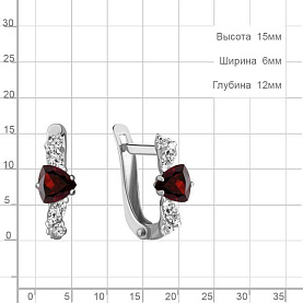 Серьги Аквамарин - Серебро 925, Гранат, Фианит (арт. 4762303А.5)