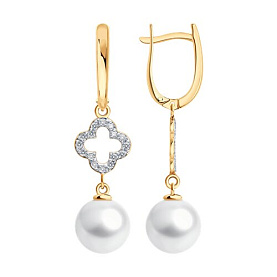 Серьги SOKOLOV - Золото 585, Жемчуг культивированный, Фианит (арт. 792473)