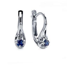 Серьги Platinum Lab. - Платина 950, Сапфир (арт. ПС-202С-01)