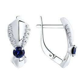 Серьги Diamant - Серебро 925, Синтетический сапфир , Фианит (арт. 94-320-00750-1)