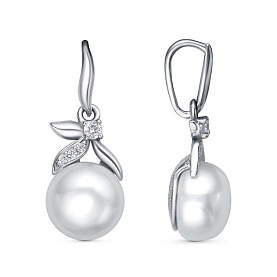 Подвеска Красная пресня - Серебро 925, Жемчуг культивированный, Фианит (арт. 53312468Д)