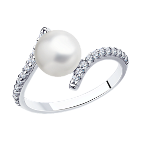 Кольцо Diamant - Серебро 925, Жемчуг культивированный, Фианит (арт. 94-310-01118-1)