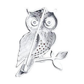 Брошь SOKOLOV - Серебро 925, Синтетический рубин, Фианит (арт. 94040177)