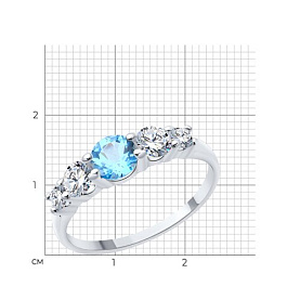 Кольцо SOKOLOV - Серебро 925, Топаз, Фианит (арт. 92014392)