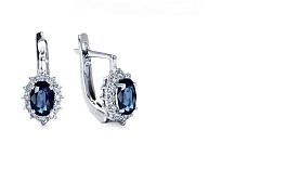 Серьги Platinum Lab. - Платина 950, Сапфир, Бриллиант (арт. ПС-206С-01)